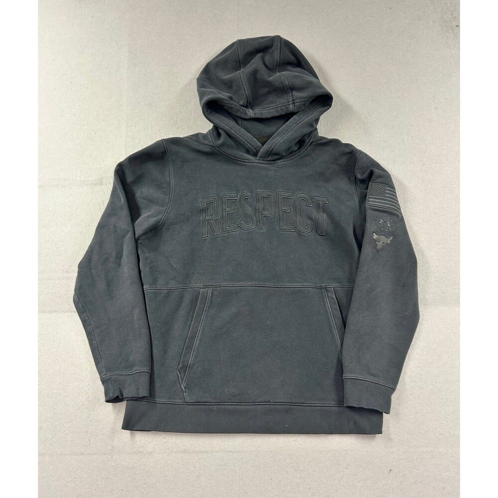 Under Armour Hoodie Mens Large Project Rock Respect Flag Cold Gear Black